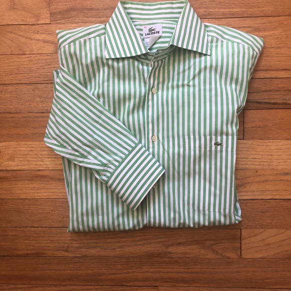Lacoste Other - ⬇️65 Lacoste Green/White Striped Button Down 42 L